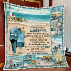Couple Quilt Blanket Husband To Wife Beach Turtle Coastal Lighthouse Quilt Blanket TRN1330Q - Twin 60"x70"