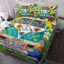 Hippie Quilt Bedding Set Be Kind ANL219QS