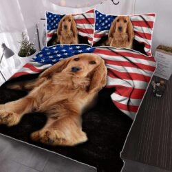 Cocker Spaniels American Patriot Quilt Bedding Set THH2903QSv23