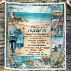 Couple Blanket Beach Blanket Husband To Wife Beach Turtle Coastal Lighthouse Sofa Throw Blanket TRN1330B