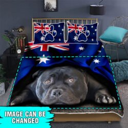 Personalized Pet Patriotic Australian Quilt Bedding Set THH3346QSCTv1