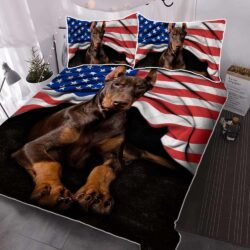 Doberman Pinscher American Patriot Quilt Bedding Set THH2903QSv22
