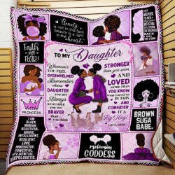 To My Daughter, Love Mom, Black Woman, Purple version Quilt Blanket Geembi™