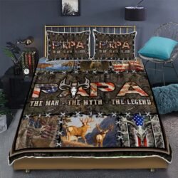 Papa. The Man, The Myth, The Legend. Deer Hunting Quilt Bedding Set Geembi™