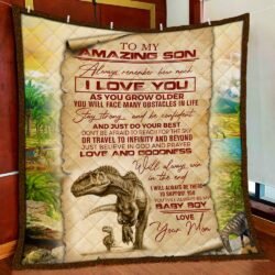 To My Amazing Son. Dinosaur T-rex Quilt Blanket Geembi™