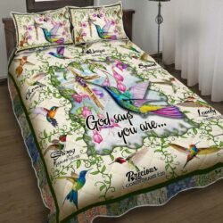 Hummingbird. God Says You Are Quilt Bedding Set Geembi™