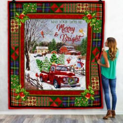 Be Merry And Bright. Red Truck Quilt Blanket ART03Q Geembi™