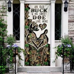 An Old Buck And His Sweet Doe Live Here. Deer Couple Door Cover