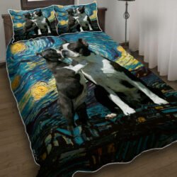 Love Boston Terrier Starry Night Quilt Bedding Set Geembi™