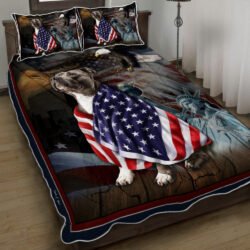 Pit Bull Dog American Patriot Quilt Bedding Set Geembi™