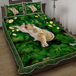 Bulldog Shamrock St Patrick's Day Quilt Bedding Set Geembi™