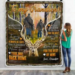 To My Grandson. Never Forget Your Way Back Home. Deer Sofa Throw Blanket Geembi™