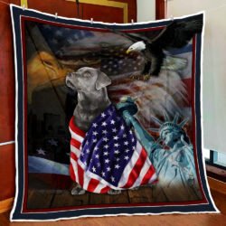 Silver Labrador Retriever American Patriot Quilt Blanket Geembi™