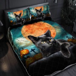 Black Cat Halloween Quilt Bedding Set QNN603QS