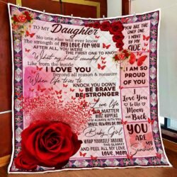 To My Daughter No One Else Will Ever Know. Rose Butterfies Quilt Blanket Geembi™