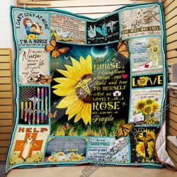 Nurse Sunflower. She’s Á Nurse, A Sunflower, Strong And Bold And True To Herself Quilt Blanket Geembi™