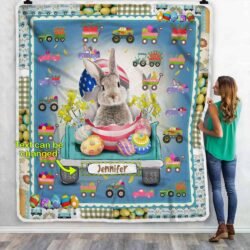 Personalized Easter Bunny In The Truck Sofa Throw Blanket Geembi™