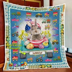 Personalized Easter Bunny In The Truck Quilt Blanket Geembi™