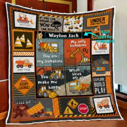 Personalized Heavy Equipment You Are My Sunshine Quilt Blanket Geembi™