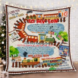 To My Son, Train Quilt Blanket Geembi™
