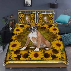 Boxer Sunflower Quilt Bedding Set Geembi