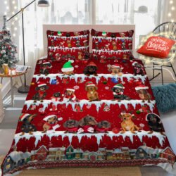 Merry Dachshund Christmas Quilt Bedding Set Geembi™