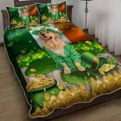 Golden Retriever St. Patrick's Day Quilt Bedding Set Geembi™