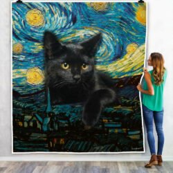 Black Cat Starry Night Quilt Blanket Geembi™