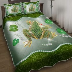 Diamond Green Frog Quilt Bedding Set LNT541QS Geembi™
