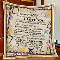 To My Son Never Forget That I Love You. Love Mail Quilt Blanket Geembi™