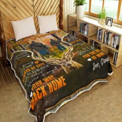 To My Grandson. Never Forget Your Way Back Home. Deer Quilt Blanket Geembi™