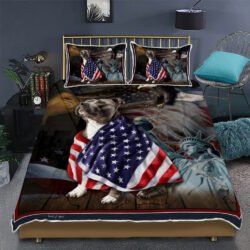 Pit Bull Dog American Patriot Quilt Bedding Set Geembi™