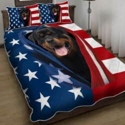 Rottweiler Opened American Flag Quilt Bedding Set Geembi™