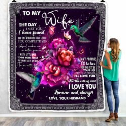 To My Wife The Day I Met You. Hummingbird Husband & Wife Sofa Throw Blanket Geembi™