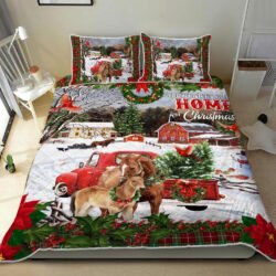 Horse. Red Truck. All Hearts Come Home For Christmas Quilt Bedding Set Geembi™