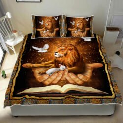 Jesus, The Lamb And The Lion Quilt Bedding Set Geembi™
