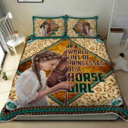In A World Full Of Princesses Be A Horse Girl. Horse Lover Quilt Bedding Set Geembi™