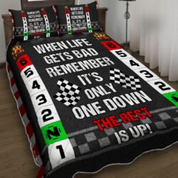 Remember It's Only One Down The Rest Is Up. Biker Quilt Bedding Set Geembi™
