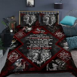 To My Only Love. Skull Couple Quilt Bedding Set Geembi™