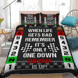 Remember It's Only One Down The Rest Is Up. Biker Quilt Bedding Set Geembi™