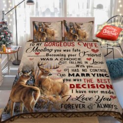To My Wife. Deer Quilt Bedding Set Geembi™