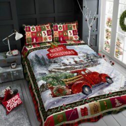 Merry Christmas Red Truck Quilt Bedding Set Geembi™