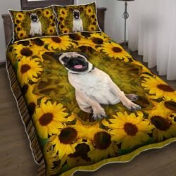 Pug Sunflower Quilt Bedding Set Geembi™