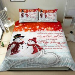 Snowman Couple Christmas Quilt Bedding Set Geembi™