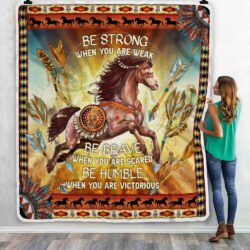 Native Horse, Be Strong Be Brave Be Humble Sofa Throw Blanket Geembi™