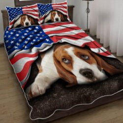 Beagle. American Patriot Quilt Bedding Set Geembi™