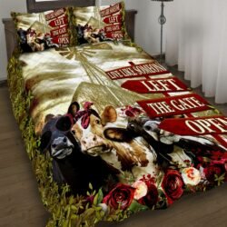 Live Like Someone Left The Gate Open Cow Heifer Quilt Bedding Set Geembi™