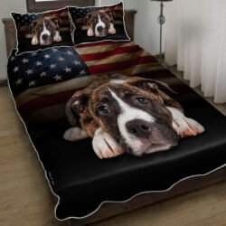 Brindle And White Pitbull Quilt Bedding Set Geembi™
