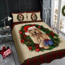 Merry Christmas Golden Retriever Quilt Bedding Set Geembi™