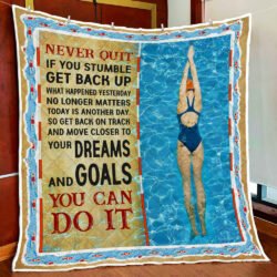 Never Quit You Can Do It Swimming Quilt Blanket Geembi™